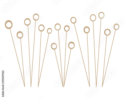Vector illustration of tall thin stems with circular tips design.