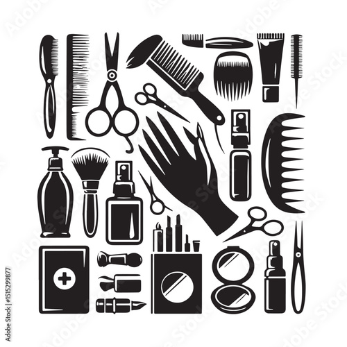 Black Color Business Development Silhouette Vector Illustration, Solid White Background