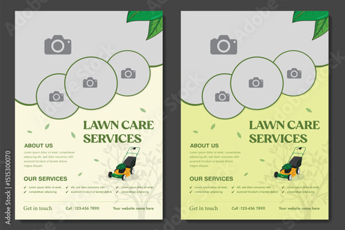 lawn & garden flyer design template landscaping services Tree and gardening service poster leaflet design. lawnmower flyer. Lawn care social media post promotion template design