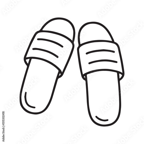 A pair of simple, hand-drawn slippers, perfect for summer