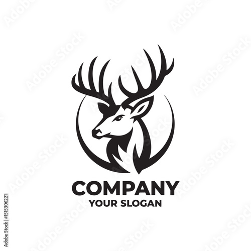 Deer Logo Design Vector, Deer Silhouette, Elegant black gold deer logo design, 