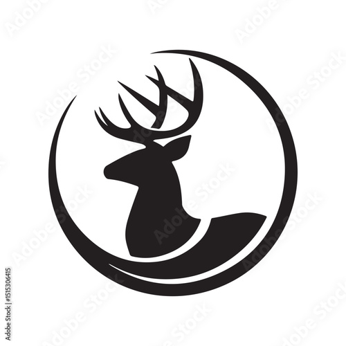 Deer Logo Design Vector, Deer Silhouette, Elegant black gold deer logo design, 