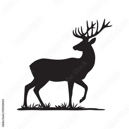 Deer Logo Design Vector, Deer Silhouette, Elegant black gold deer logo design, 
