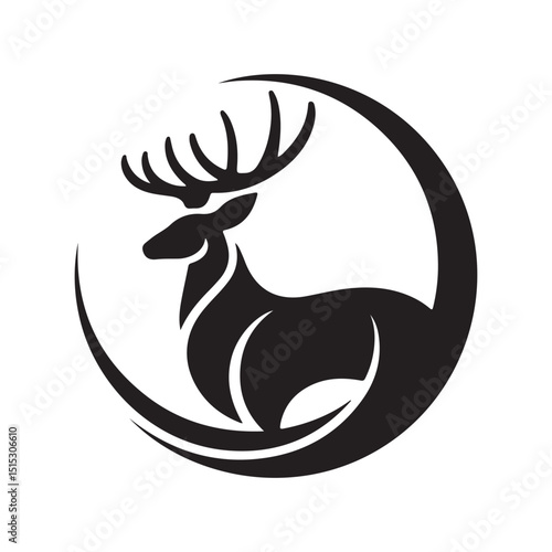 Deer Logo Design Vector, Deer Silhouette, Elegant black gold deer logo design, 