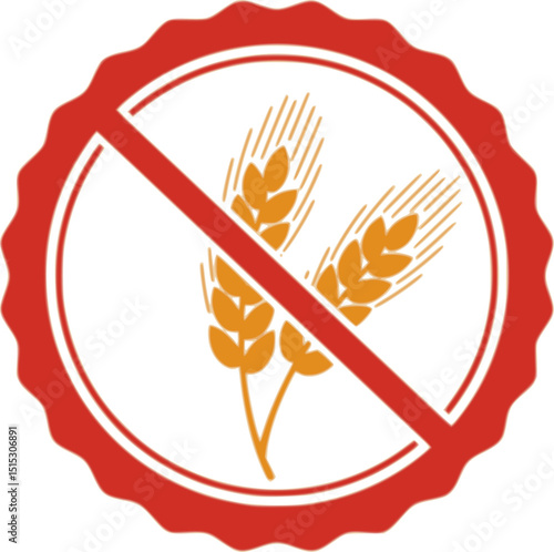 Gluten free vector icon . Wheat grains isolated on white background. No gluten symbol vector.
