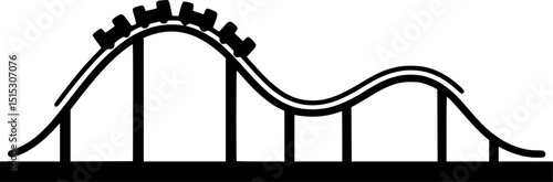 Rollercoaster silhouette vector. Rollercoaster Black flat icon illustration
