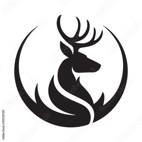 Deer Logo Design Vector, Deer Silhouette, Elegant black gold deer logo design, 