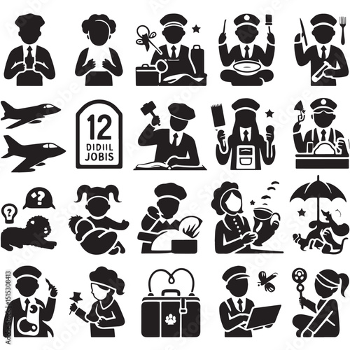 Black Color Childcare Silhouette Vector Illustration, Solid White Background