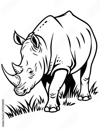 Rhino Linocut Images  Stock and Simple Silhouette Illustrations    Black Vector