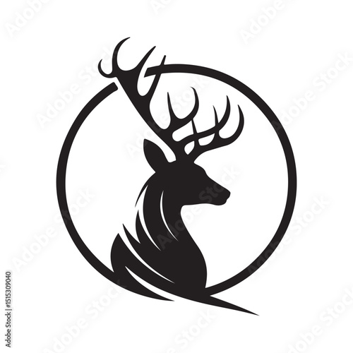 Deer Logo Design Vector, Deer Silhouette, Elegant black gold deer logo design, 