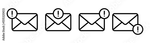 Email icon. Email error icon. Spam message caution sign. Important message warning error icon. Urgent email notification icon sign vector
