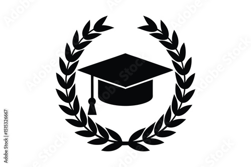 Classic graduation hat and diploma silhouette vector for education themes and Logo style