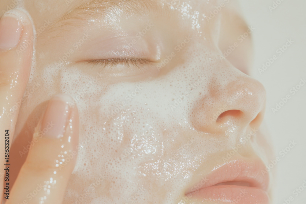 Fototapeta premium Close-up of wet fingers with detailed texture and soft lighting, face, part of