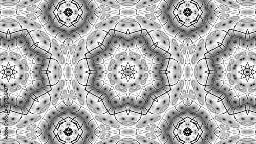 Black and White Kaleidoscope Pattern