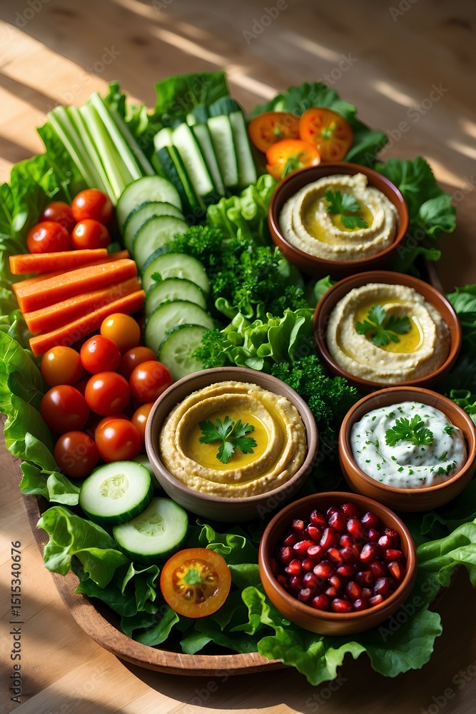 A wooden bowl with a serving of fresh guacamole and sliced veggies A wooden bowl with a serving of fresh guacamole and sliced veggies