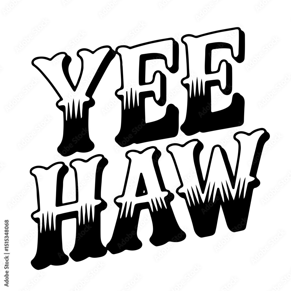 Αυτοκόλλητο A vintage tattoo typography, western style, of the words Yee Haw isolated on w