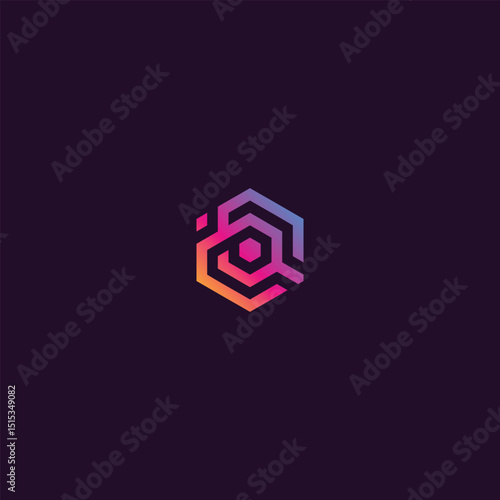Hexagonal Gradient Logo Design Centered
