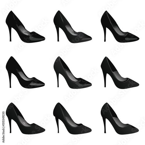high heels icon set, high heels sandal or slipper vector illustration isolated on white background.