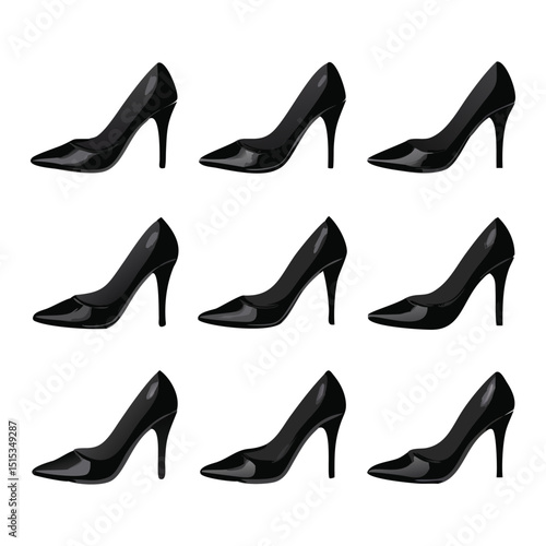 high heels icon set, high heels sandal or slipper vector illustration isolated on white background.