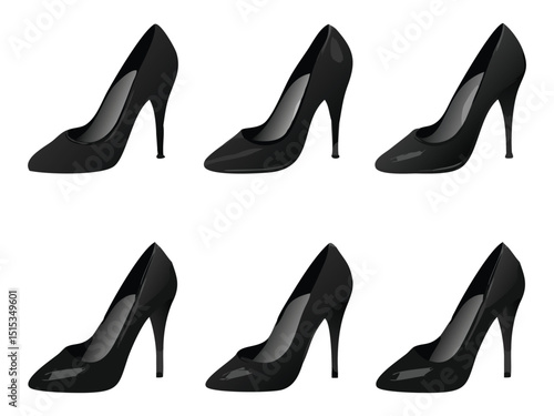 high heels icon set, high heels sandal or slipper vector illustration isolated on white background.