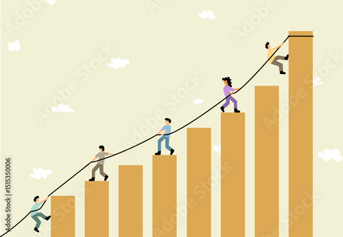 Team work together success aim to achieve goal illustration