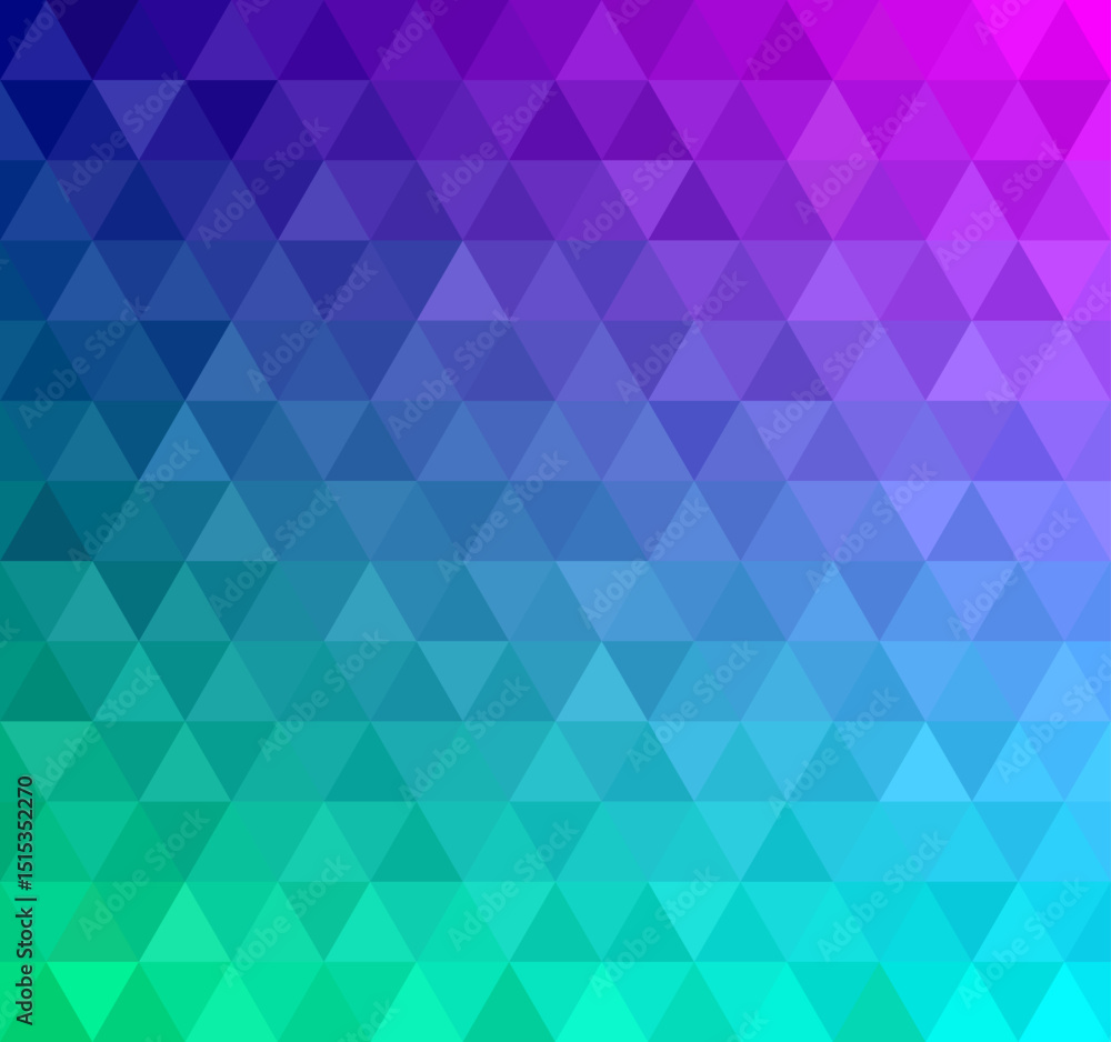 Abstract vector background composed of blue, green and pink equilateral triangles with a color gradient. Abstract vector background composed of blue, green and pink equilateral triangles with a color gradient.