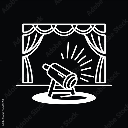 vector icons for cinema, Director's Chair , theatrical roles, video tape, cinema shattered spotlight, Theater Ticket
