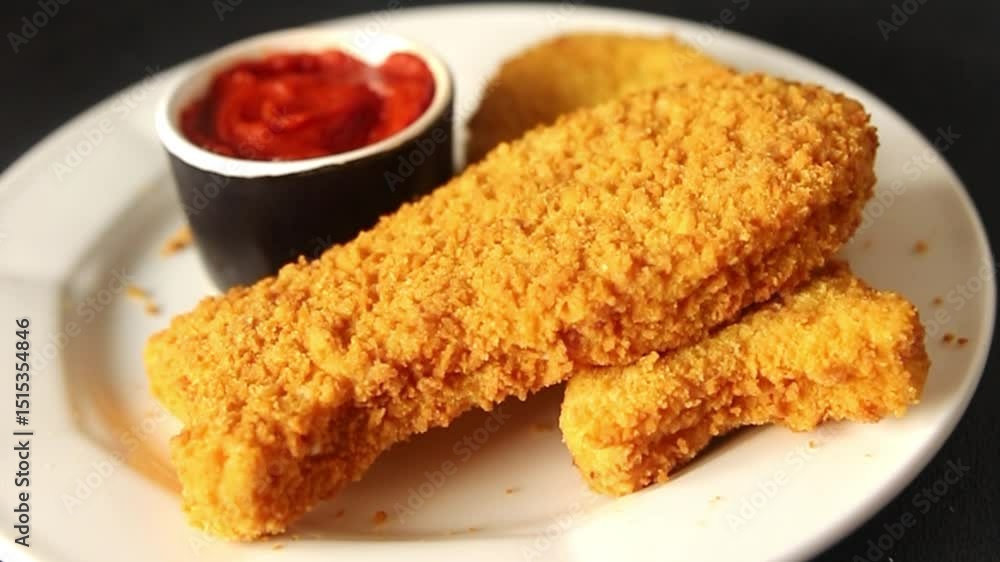 Fish sticks fishs shaped breaded fish nuggets fast food fresh delicious gourmet food background on the table rustic food top view copy space Fish sticks fishs shaped breaded fish nuggets fast food fresh delicious gourmet food background on the table rustic food top view copy space