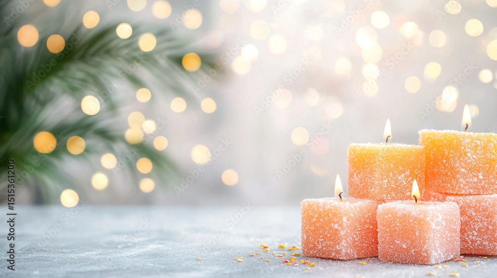 Orange Candles on a Festive Table Setting Orange Candles on a Festive Table Setting