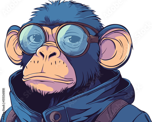illustration of monkey wearing aviator glasses
