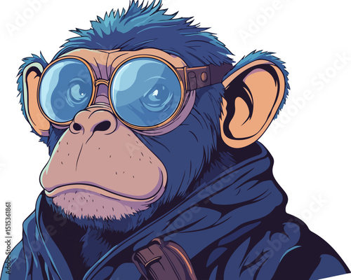 illustration of monkey wearing aviator glasses