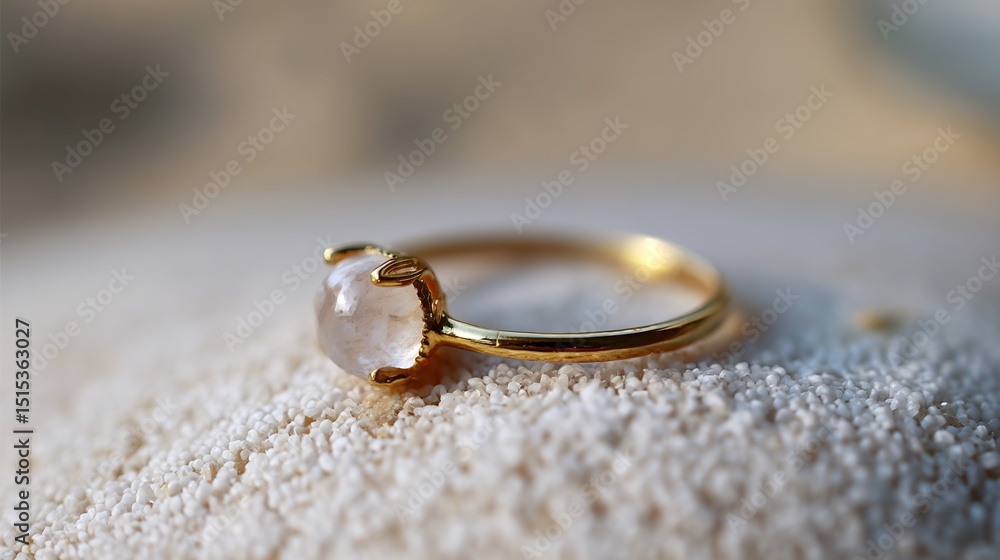 Dainty moonstone ring with gold plated setting soft focus jewelry close up on neutral background overlay cut out on isolated transparent removed background Dainty moonstone ring with gold plated setting soft focus jewelry close up on neutral background overlay cut out on isolated transparent removed background