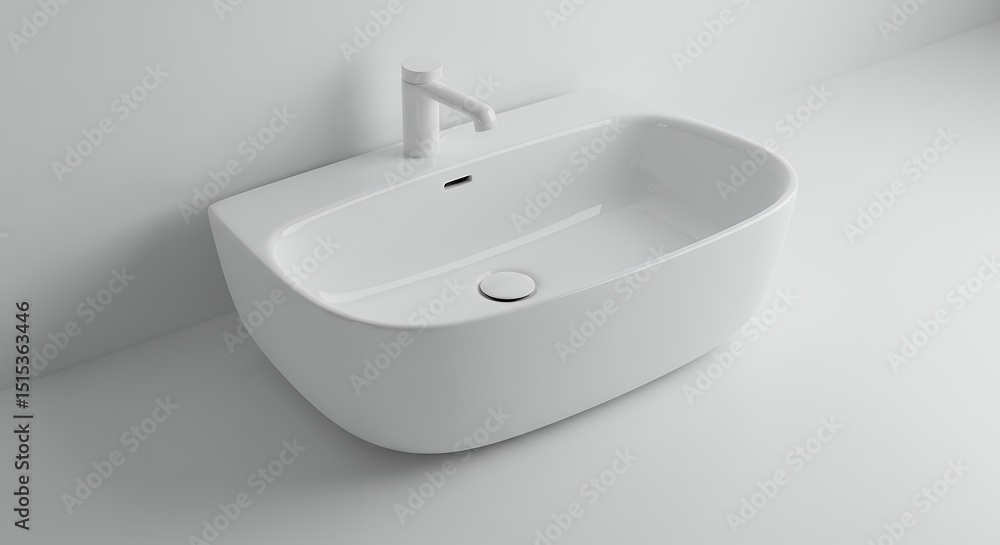 Fototapeta premium White ceramic wall mounted sink