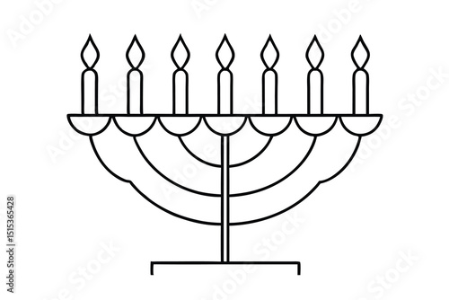 Seven branched menorah line art hanukkah candles jewish symbol