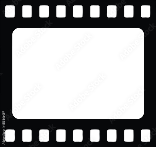 Solid Black and white Film Strip Icon, Simple Minimalist Movie and Photography Symbol AI Generative