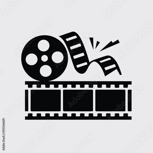 vector icons for cinema, Director's Chair , theatrical roles, video tape, cinema shattered spotlight, Theater Ticket
