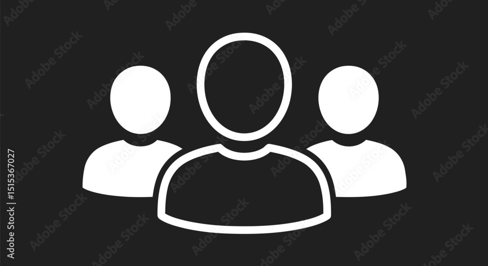 Three White Silhouettes of People on Black Background, Group and Team Icon for Meetings and Community AI Generative Three White Silhouettes of People on Black Background, Group and Team Icon for Meetings and Community AI Generative