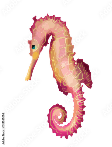 Seahorse, a tiny marine marvel with a curled tail and horse-like head, the seahorse drifts gracefully through the sea, blending beauty, mystery, and unique charm in underwater life.
