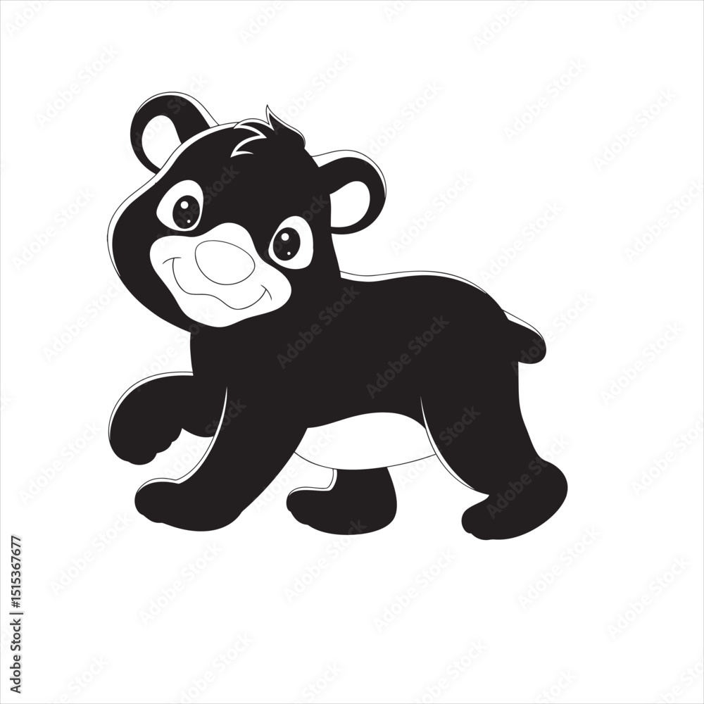 Obraz premium Cute cartoon vector illustration of a wild bear with animal zoo art style