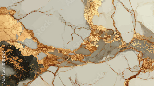 Luxurious Gold and White Marble Abstract Patterning with Elegant Texture