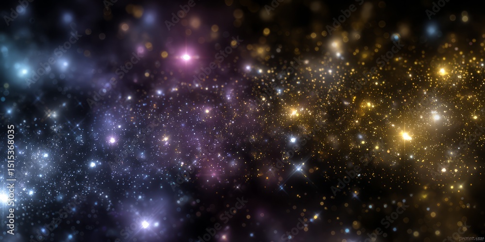 Fototapeta premium Vibrant cosmic abstract background filled with stars and glowing nebulas in a vast space scene