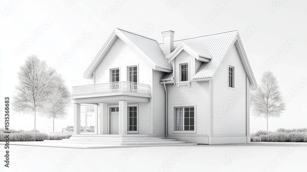 A photorealistic 3D white house, perfect for advertising real estate, lifestyle, sales, security, or construction. Modern vector banner design.
A photorealistic 3D white house, perfect for advertising real estate, lifestyle, sales, security, or construction. Modern vector banner design.