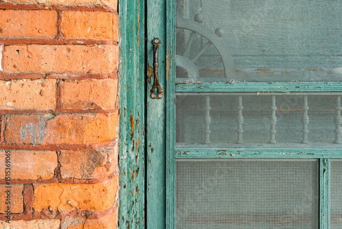 old wooden screen door