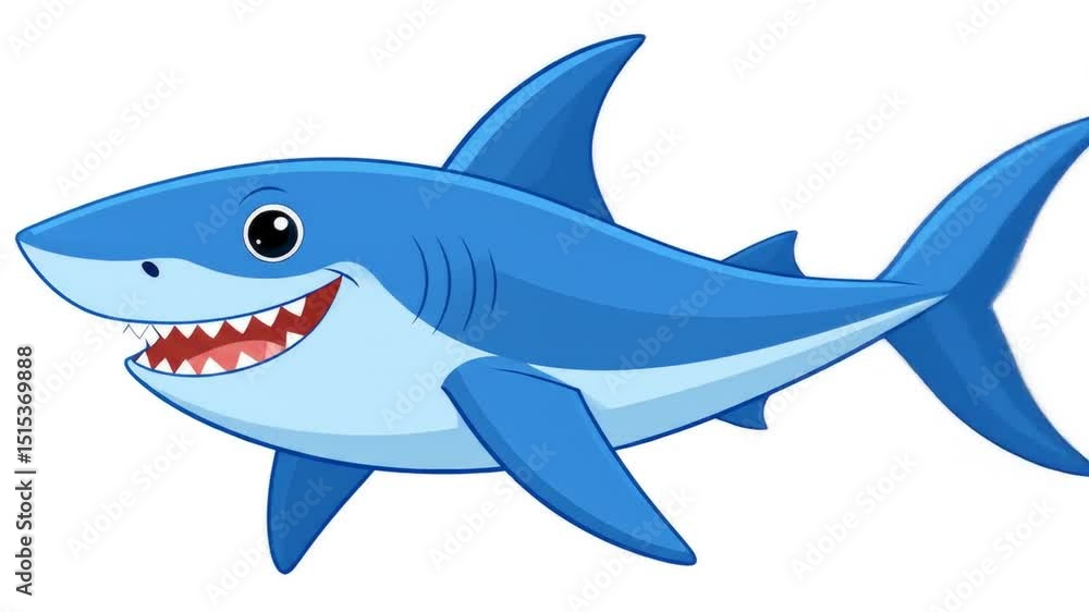 Cartoon Sharks Swimming Together on White Background Animating Marine Life Cartoon Sharks Swimming Together on White Background Animating Marine Life