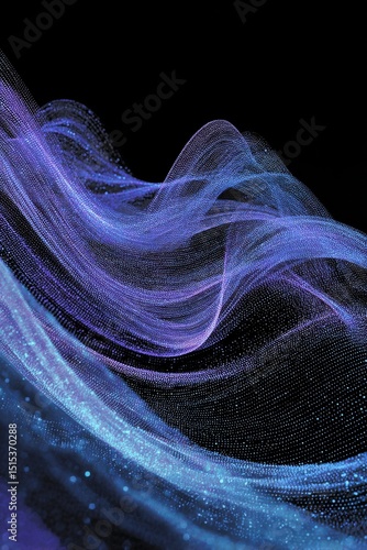 Colorful Abstract Lines in Vivid Blue and Purple Against a Dark Background