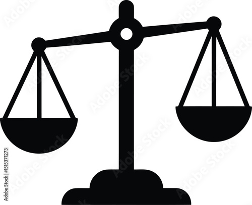 Solid Black Scales of Justice Icon isolated on transparent background - AI Generative