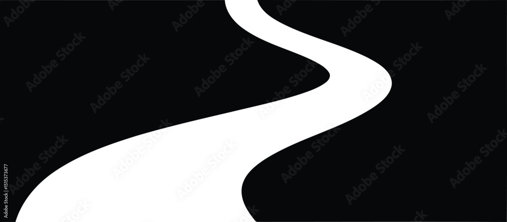White Winding River Path on Black Background - AI Generative
White Winding River Path on Black Background - AI Generative