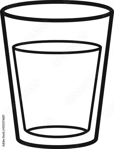 Simple Outline Drinking Glass on White Background, Empty Transparent Glass for Water or Beverages, Minimalist Drinkware Icon AI Generative