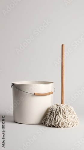 Mop and Bucket Setup for Cleaning Tasks in a Modern Environment