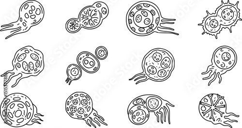 Cancer cell icon set, cancer disease vector illustration on white background.
